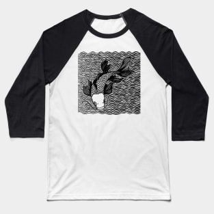 Koi Fish Great Wave Tattoo Blk Baseball T-Shirt